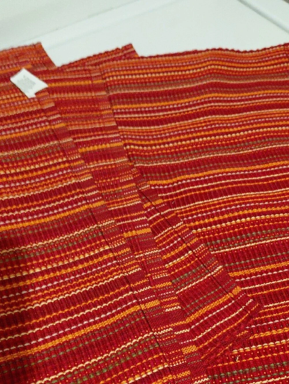 Red and Orange Striped Woven Placemat Set